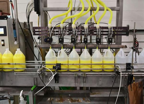 Liquid filling line preparing Earth Smart products for shipment